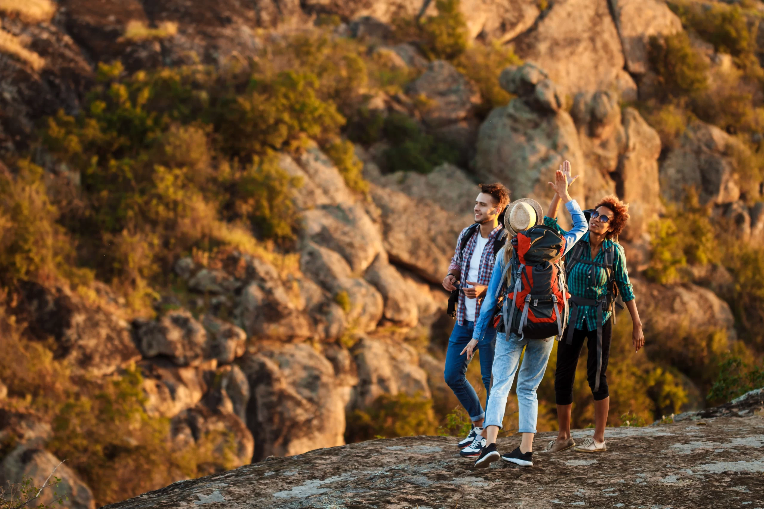 friends hiking together - layover